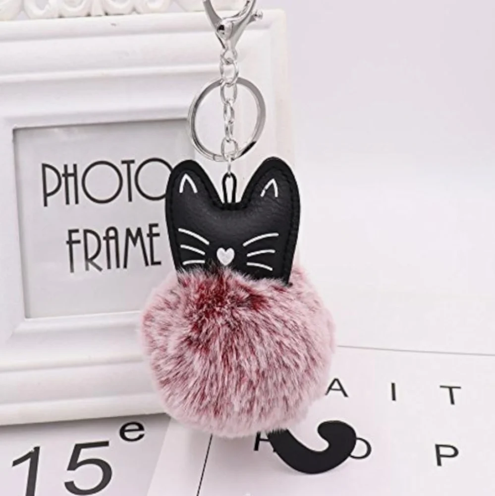 Cute Cat Pom Pom Key Chain